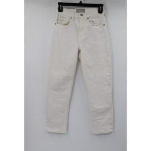Everlane women’s 23 the cheeky jean crop jeans white mid rise pockets